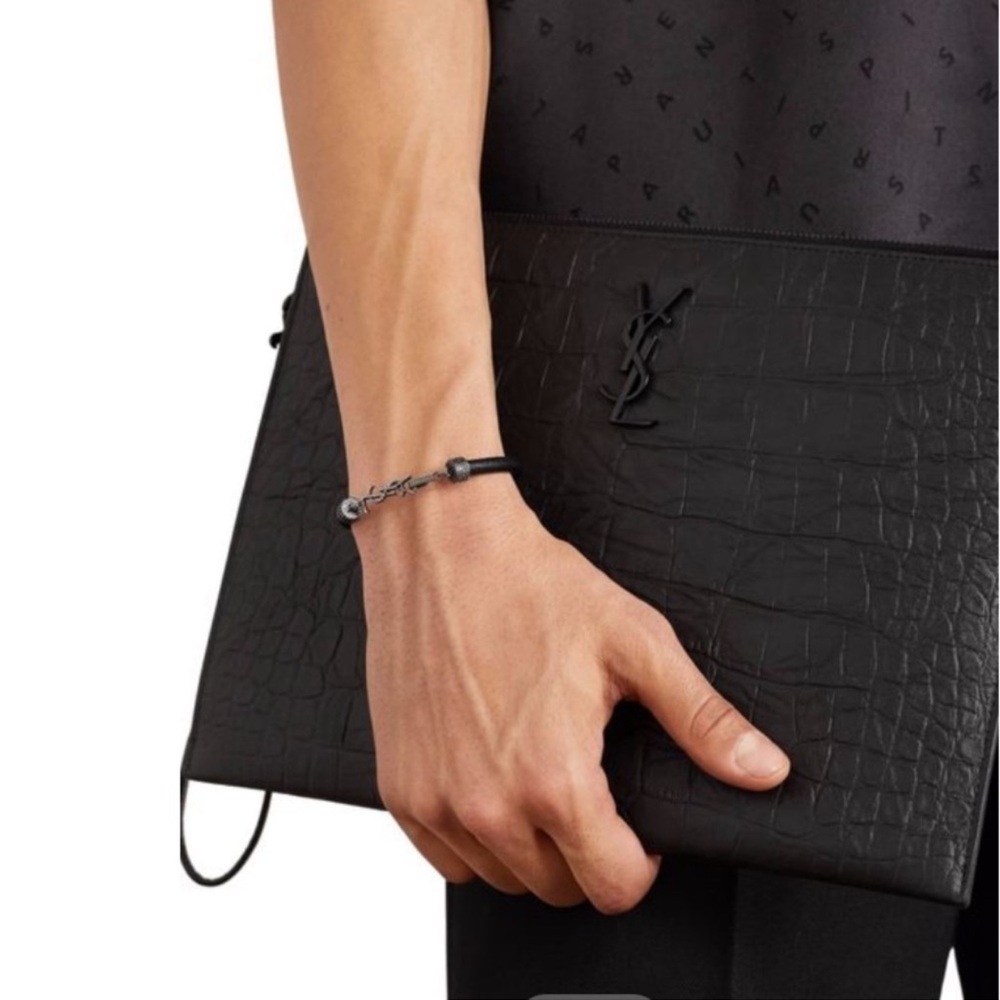 NWT YSL SAINT LAURENT OPYUM Bracelet Black lLeather Unisex🖤💝 - Picture 2 of 16